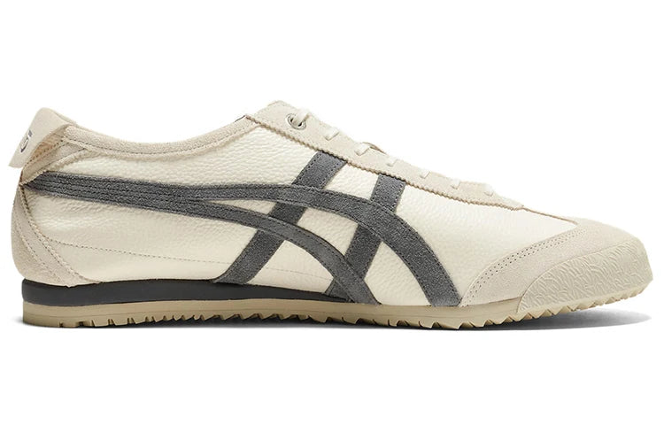 Onitsuka Tiger Mexico 66 "Cream Dark Grey" Unisex Leather Casual Shoes- Women's Shoe Sale / Men's Shoe Sale