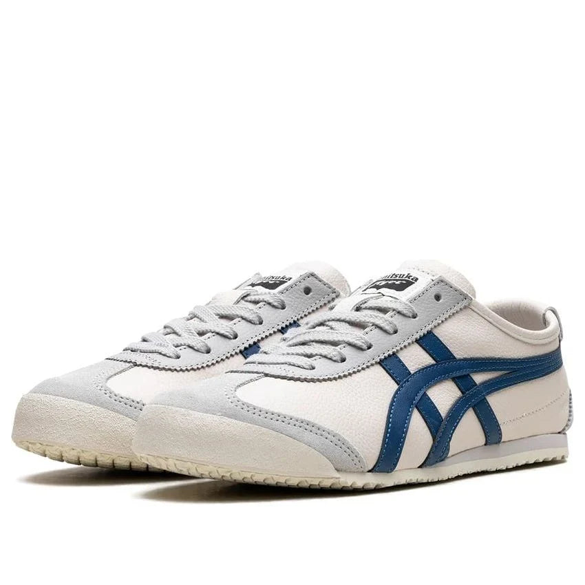 Onitsuka Tiger Mexico 66 "Cream Blue" Unisex Leather Sneakers- Women's Shoe Sale / Men's Shoe Sale