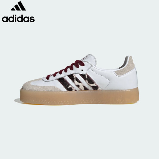 adidas Originals Samba Sambae Women's Sneakers "White Leopard Stripes / Burgundy Laces Gum Sole"-Classic sneakers，Adidas Women's Shoe Sale / Men's Shoe Sale