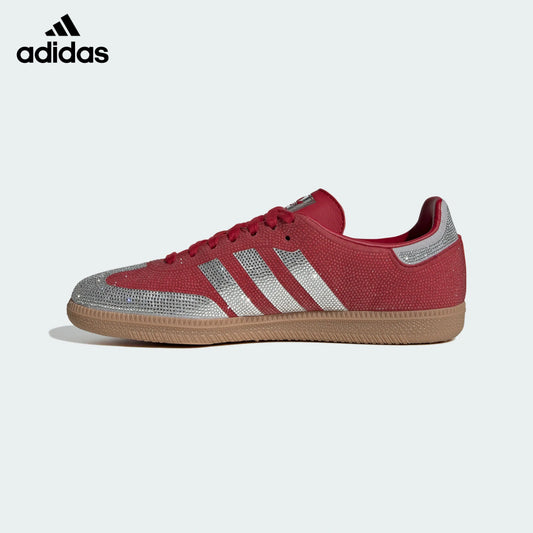 adidas Originals Samba OG Rhinestone Shoes "Better Scarlet / Silver Metallic / Gum"-Classic sneakers，Adidas Women's Shoe Sale / Men's Shoe Sale