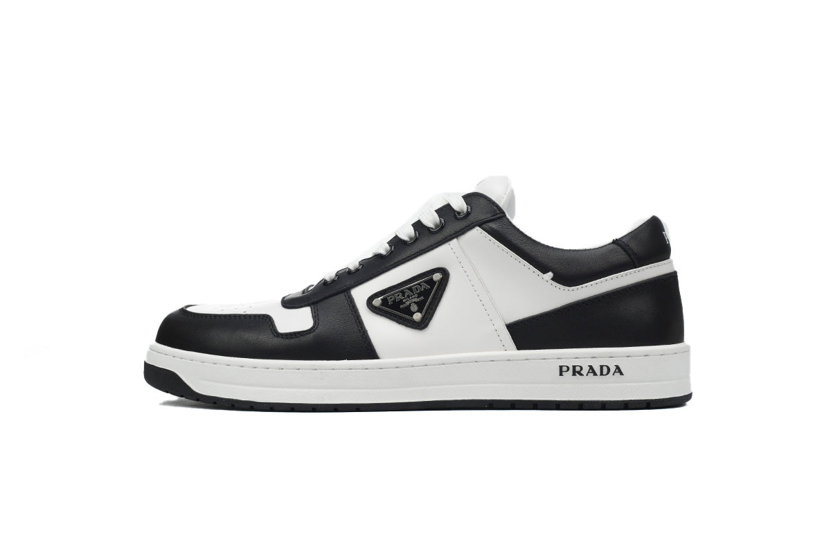 Prada Downtown Leather Low Sneakers "Black/White"-Classic Casual Shoes/Women's Shoe Sale / Men's Shoe Sale