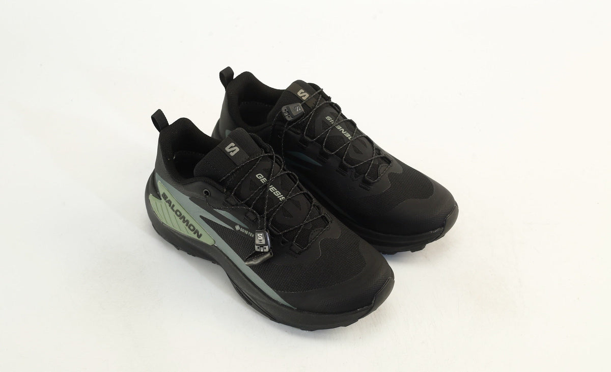 Salomon Genesis GTX Trail Running Shoes "Black Sage Green"- outdoor hiking shoes/Women's Shoe Sale / Men's Shoe Sale