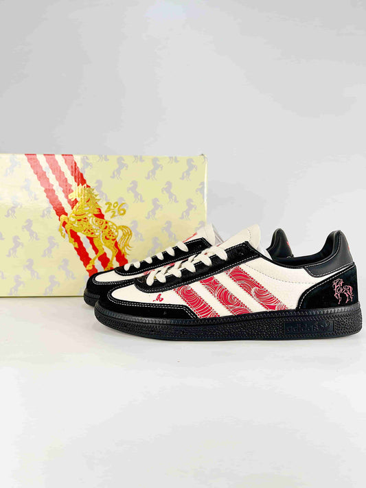 Adidas Originals Gazelle Indoor Year of the Horse "Black Off White Red"-Classic sneakers，Adidas Women's Shoe Sale / Men's Shoe Sale