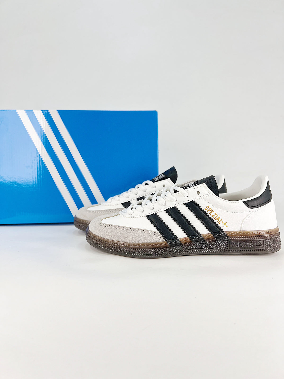 Adidas Handball Spezial Leather Sneakers "White Black"-Classic sneakers，Adidas Women's Shoe Sale / Men's Shoe Sale