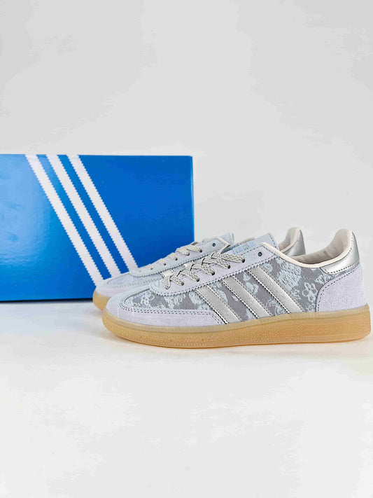Adidas Handball Spezial Floral Print Suede Sneakers "Light Blue Silver"-Classic sneakers，Adidas Women's Shoe Sale / Men's Shoe Sale